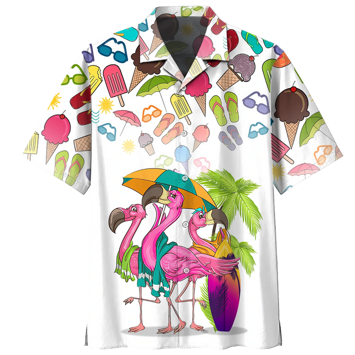 Flamingo Tropical Hawaiian Shirt, Flowers Flamingo Aloha Shirt, Men's Hawaiian Shirt