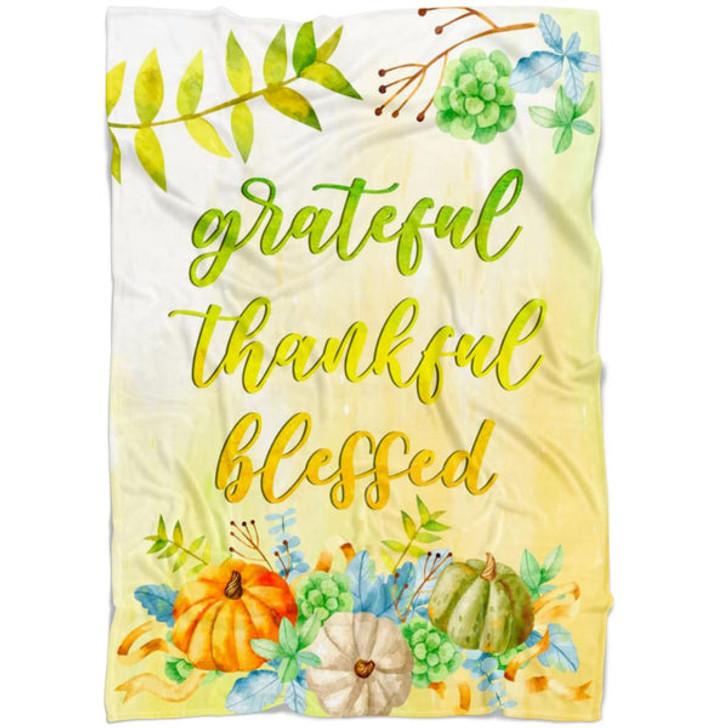 FUNSTUFFPRINT Grateful Thankful Blessed 2 Fleece Blanket - Christian Blanket - Bible Verse Blanket