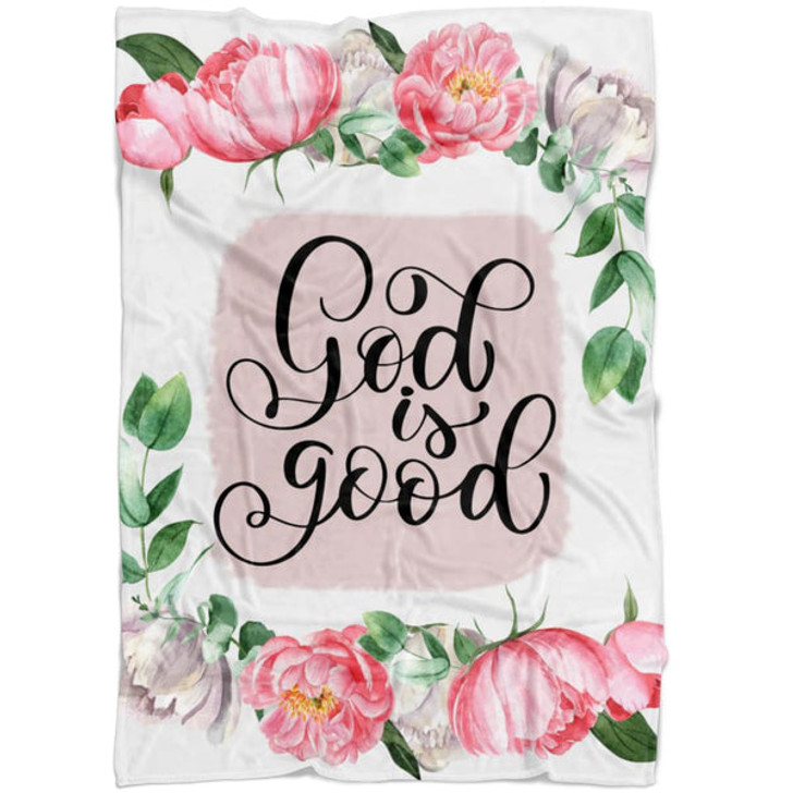 FUNSTUFFPRINT God Is Good Fleece Blanket - Christian Blanket - Bible Verse Blanket