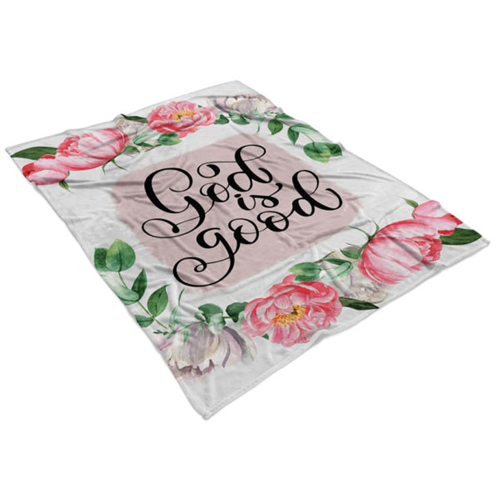 FUNSTUFFPRINT God Is Good Fleece Blanket - Christian Blanket - Bible Verse Blanket