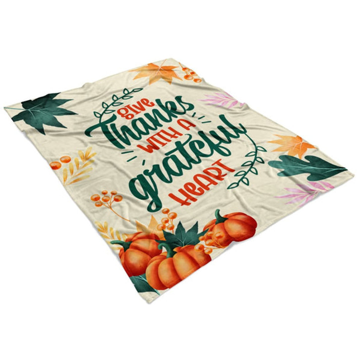 FUNSTUFFPRINT Give Thanks With A Grateful Heart 4 Fleece Blanket - Christian Blanket - Bible Verse Blanket
