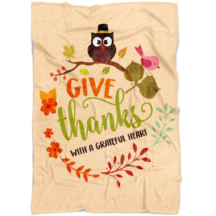 FUNSTUFFPRINT Give Thanks With A Grateful Heart 3 Fleece Blanket - Christian Blanket - Bible Verse Blanket