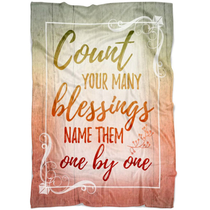 FUNSTUFFPRINT Count Your Blessings Name Them One By One Fleece Blanket - Christian Blanket - Bible Verse Blanket