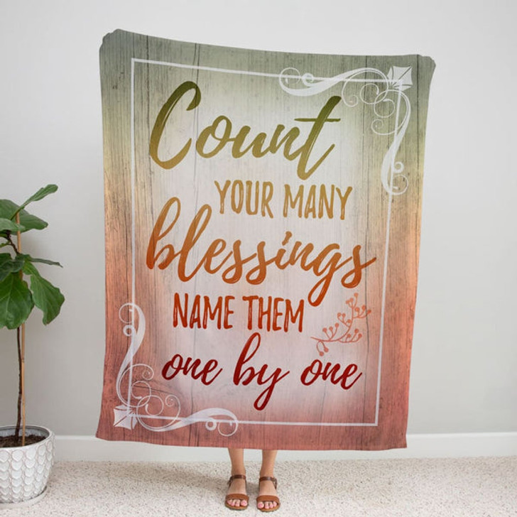FUNSTUFFPRINT Count Your Blessings Name Them One By One Fleece Blanket - Christian Blanket - Bible Verse Blanket