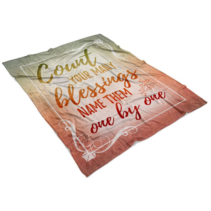 FUNSTUFFPRINT Count Your Blessings Name Them One By One Fleece Blanket - Christian Blanket - Bible Verse Blanket