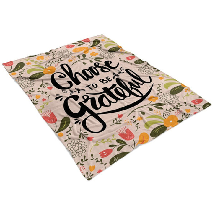 FUNSTUFFPRINT Choose To Be Grateful Fleece Blanket - Christian Blanket - Bible Verse Blanket