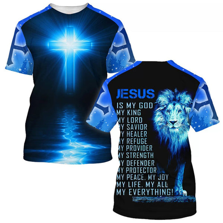 Jesus Is My God My King My Lord Lion Cross Light 3d T-Shirts - Christian Shirts For Men&Women
Regular price$28.95