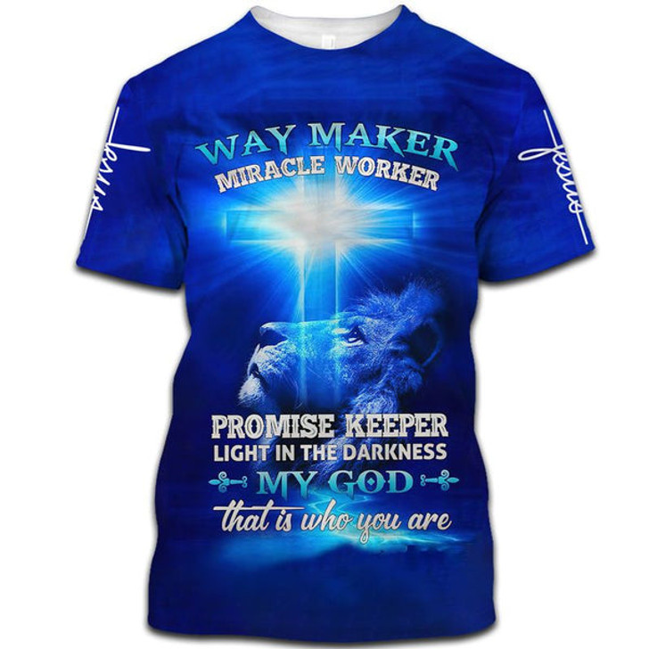 FUNSTUFFPRINT Way Maker Miracle Worker Lion Cross 3d T-Shirts - Christian Shirts For Men&Women 3D T-shirt