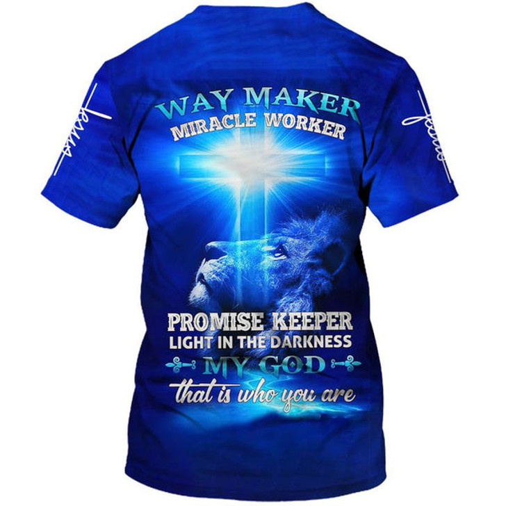 FUNSTUFFPRINT Way Maker Miracle Worker Lion Cross 3d T-Shirts - Christian Shirts For Men&Women 3D T-shirt