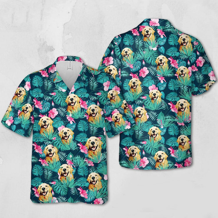 Dog Personalized Hawaiian Shirt Men, Short Sleeve Hawaiian Aloha Shirt, Hawaii Style, Hawaii Honeymoon Shirt