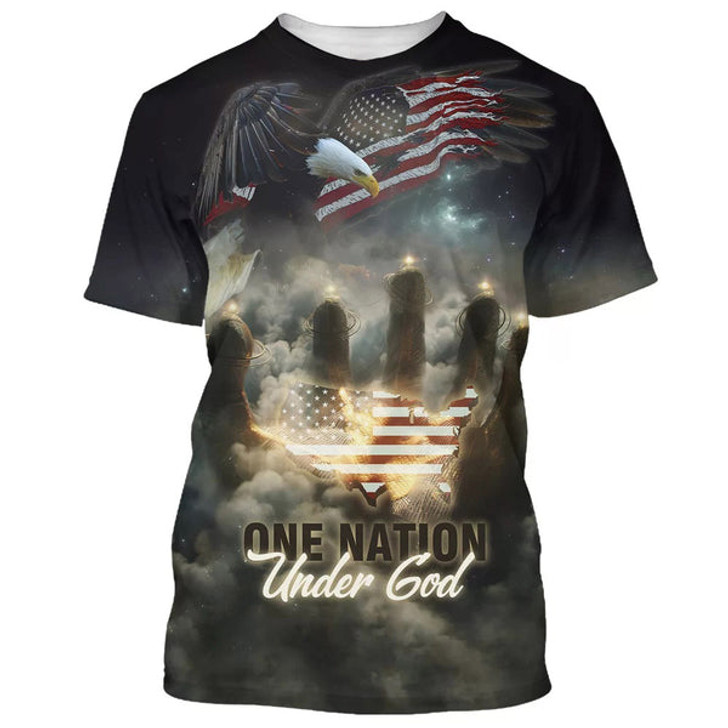 FUNSTUFFPRINT One Nation Under God American 3d All Over Print Shirt - Christian 3d Shirts For Men Women 3D T-shirt
