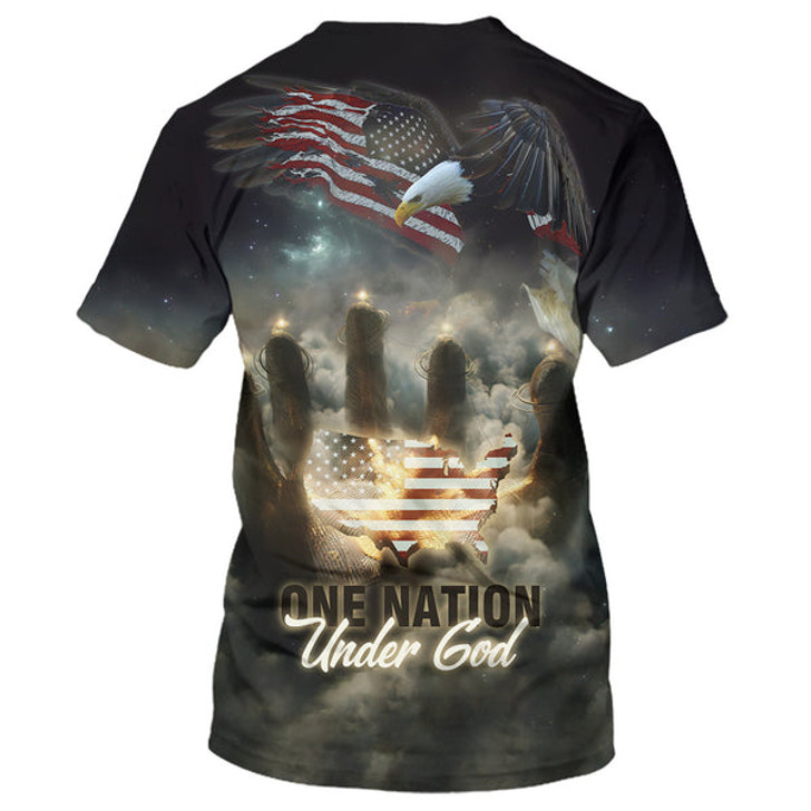 FUNSTUFFPRINT One Nation Under God American 3d All Over Print Shirt - Christian 3d Shirts For Men Women 3D T-shirt