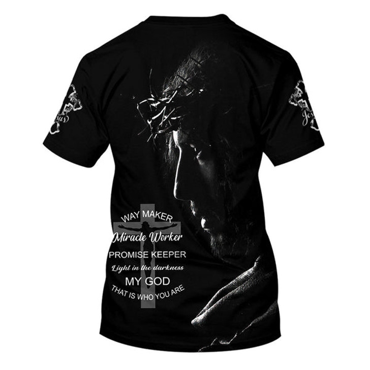 FUNSTUFFPRINT Way Maker Miracle Worker Promise Keeper Light Jesus Picture 3d All Over Print Shirt - Christian 3d Shirts For Men Women 3D T-shirt