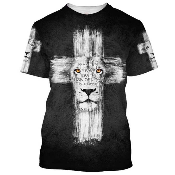 FUNSTUFFPRINT Fear Not For Jesus The Lion Of Judah 3D All Over Printed Shirt for Men and Women 3D T-shirt