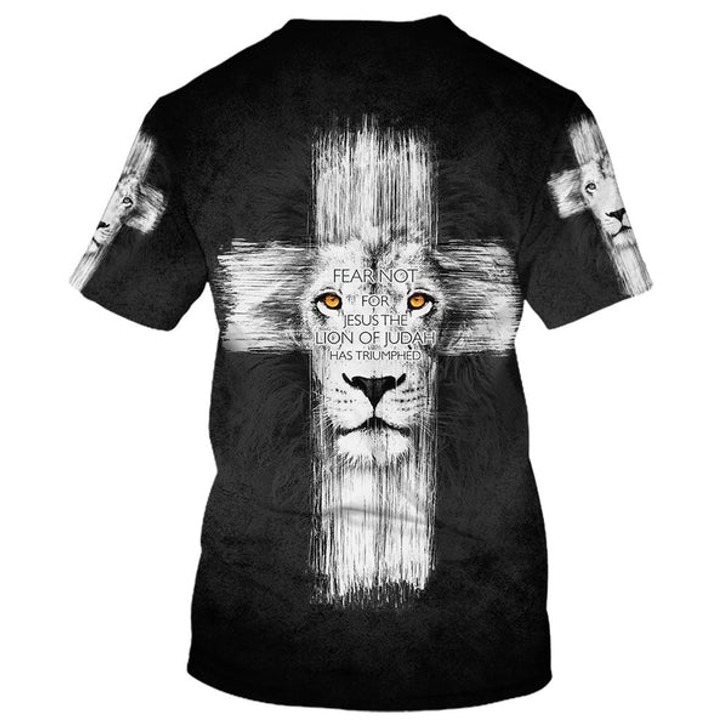 FUNSTUFFPRINT Fear Not For Jesus The Lion Of Judah 3D All Over Printed Shirt for Men and Women 3D T-shirt