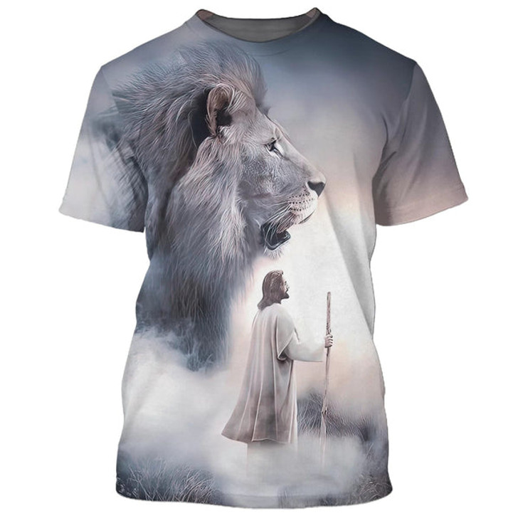 FUNSTUFFPRINT Jesus Christ Lion 3D All Over Printed Shirt for Men and Women 3D T-shirt
