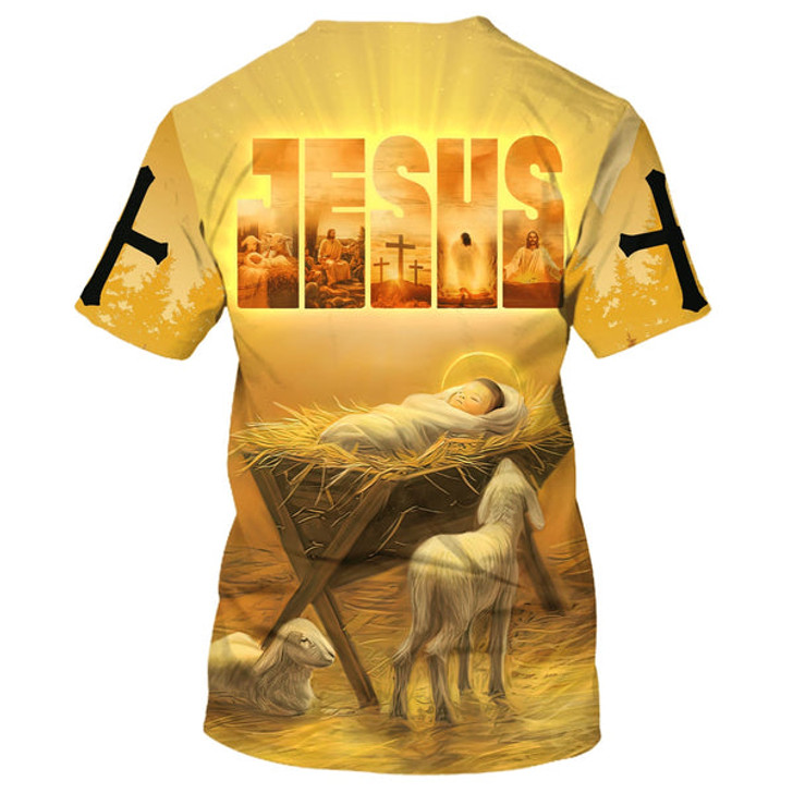 FUNSTUFFPRINT Jesus Christ Manger 3D All Over Printed Shirt for Men and Women 3D T-shirt