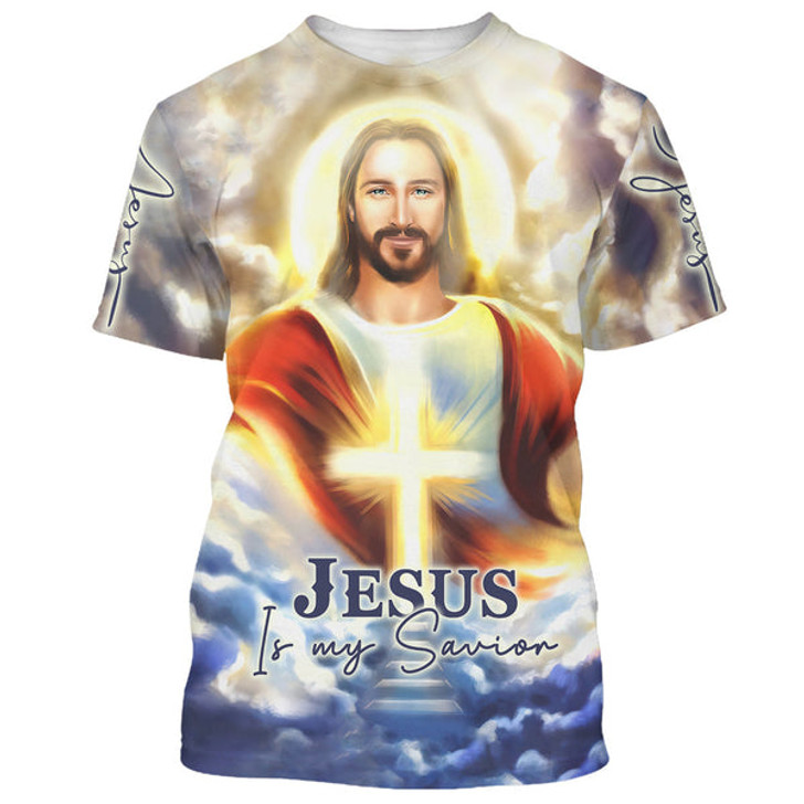 FUNSTUFFPRINT Jesus In Heaven Jesus Is My Savior 3D All Over Printed Shirt for Men and Women 3D T-shirt