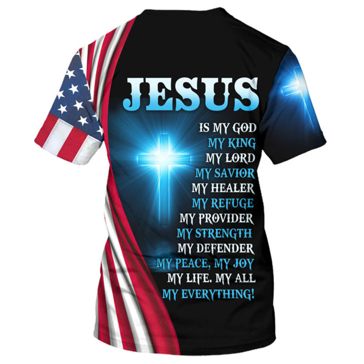 FUNSTUFFPRINT Jesus Is My God My King My Lord Lion Cross 3D All Over Printed Shirt for Men and Women 3D T-shirt