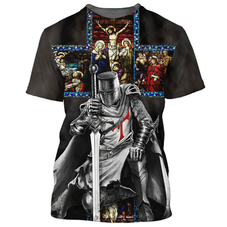 FUNSTUFFPRINT Jesus Is My God My King My Lord Christians Warrior 3D All Over Printed Shirt for Men and Women 3D T-shirt
