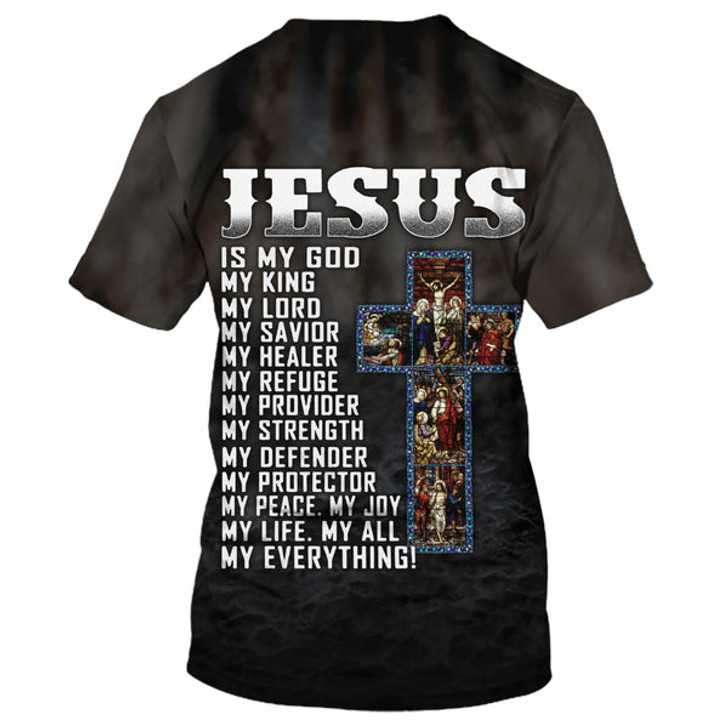 FUNSTUFFPRINT Jesus Is My God My King My Lord Christians Warrior 3D All Over Printed Shirt for Men and Women 3D T-shirt