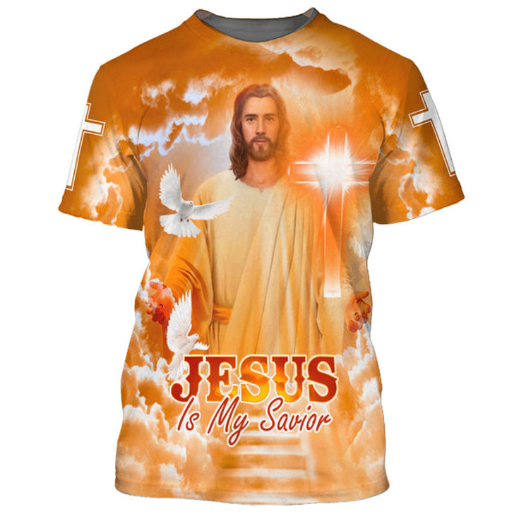 FUNSTUFFPRINT Jesus Is My Savior Dove 3D All Over Printed Shirt for Men and Women 3D T-shirt
