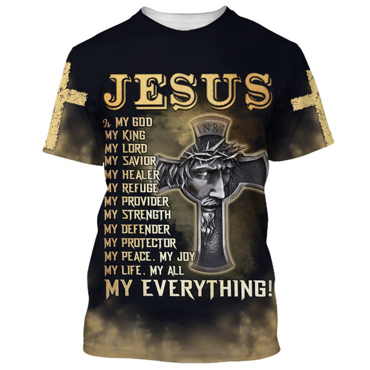 FUNSTUFFPRINT Jesus Is My God My King My Lord My Savior 3D All Over Printed Shirt for Men and Women 3D T-shirt