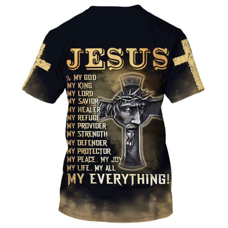 FUNSTUFFPRINT Jesus Is My God My King My Lord My Savior 3D All Over Printed Shirt for Men and Women 3D T-shirt