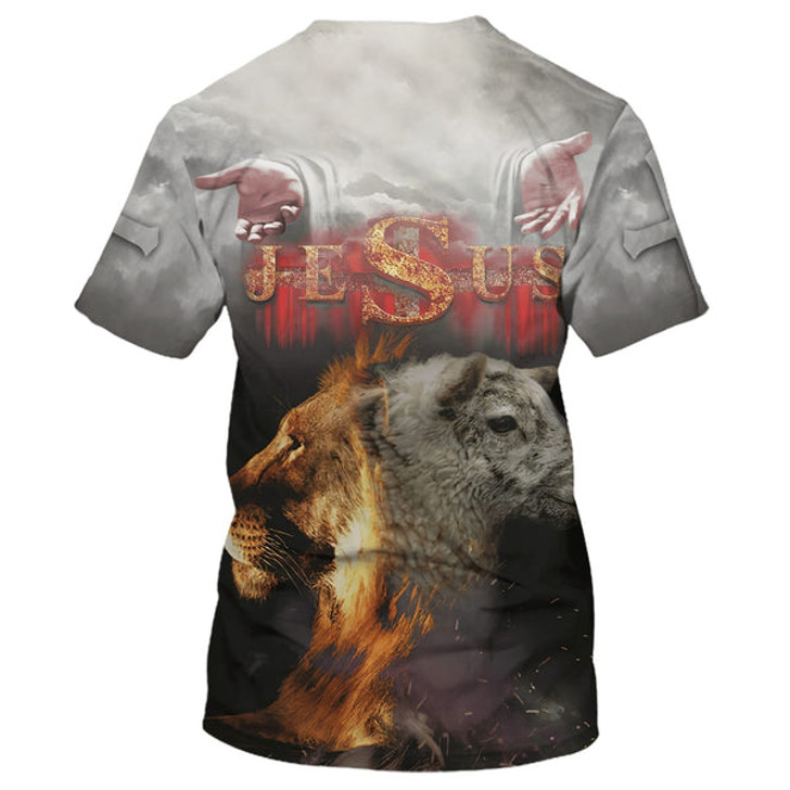 FUNSTUFFPRINT Jesus Lion And Sheep 3D All Over Printed Shirt for Men and Women
  3D T-shirt