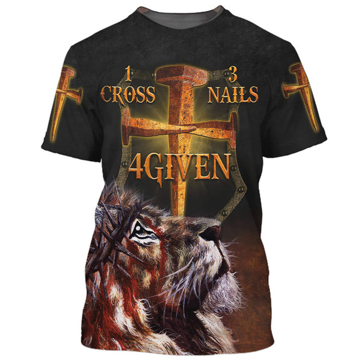 FUNSTUFFPRINT Jesus Lion One Cross Three Nails 4given 3D All Over Printed Shirt for Men and Women
  3D T-shirt