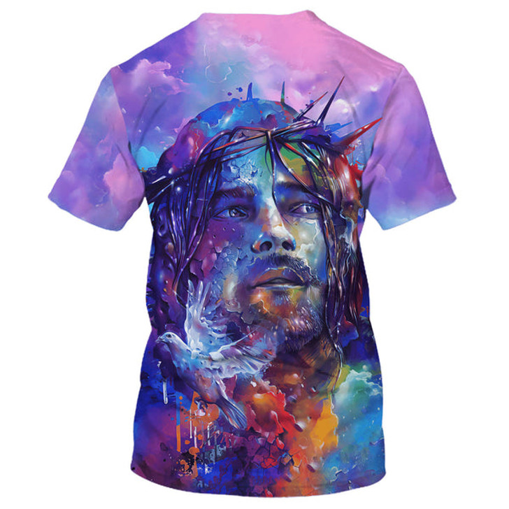 FUNSTUFFPRINT Jesus With Dove 3D All Over Printed Shirt for Men and Women
 3D T-shirt