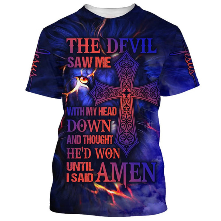 FUNSTUFFPRINT The Devil Saw Me With My Head Down Cross 3D All Over Printed Shirt for Men and Women
 3D T-shirt