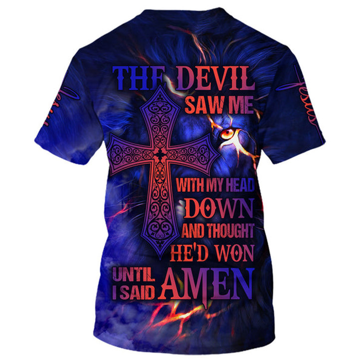 FUNSTUFFPRINT The Devil Saw Me With My Head Down Cross 3D All Over Printed Shirt for Men and Women
 3D T-shirt