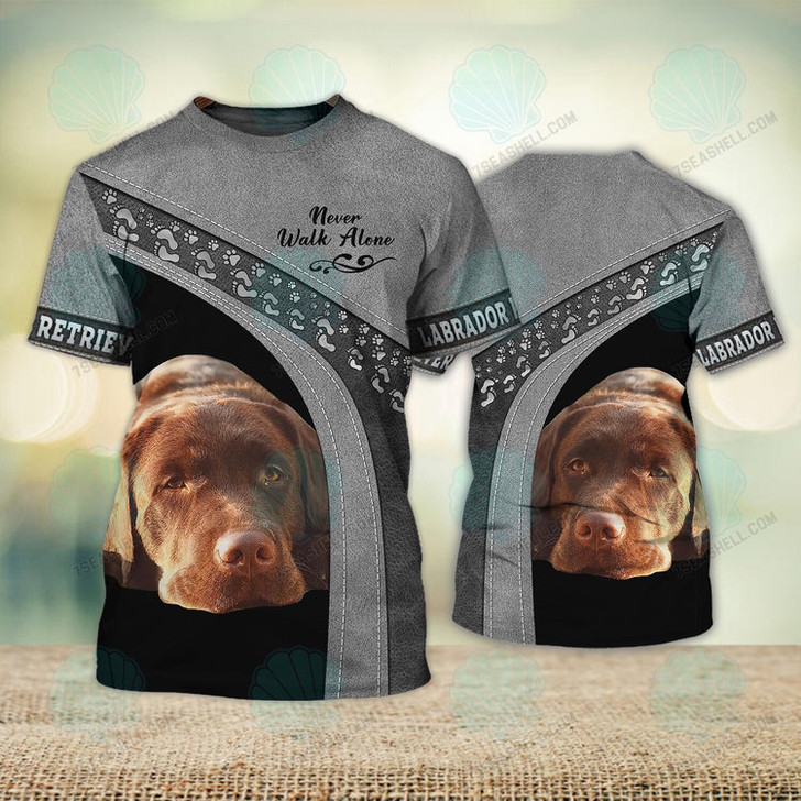 FUNSTUFFPRINT Labrador Retriever Love Never Walk Alone 3D Full Print Shirts, Perfect Shirt for Labrador Retriever Dog Lovers 3D T-shirt