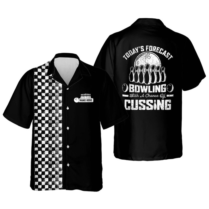Custom Today's Forecast Bowling with A Chance Of Cussing Hawaiian Shirt