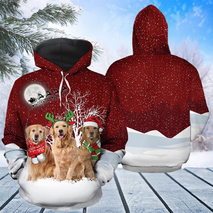 FUNSTUFFPRINT 3D Golden Retriever Wonderful Time All Over 3D Hoodie and Zip Hoodie