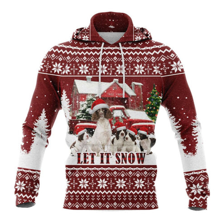 FUNSTUFFPRINT 3D English Springer Spaniel Let It Snow All Over 3D Hoodie and Zip Hoodie