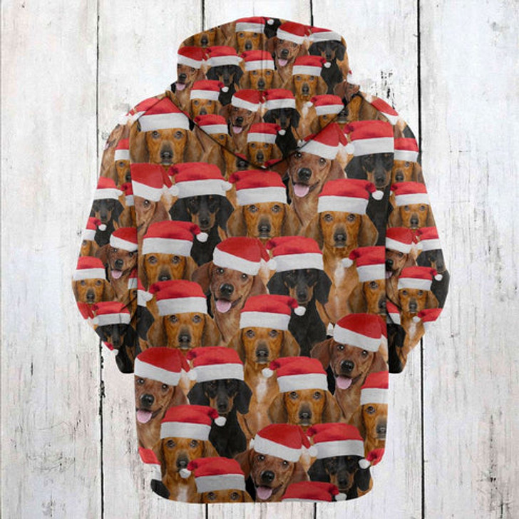 FUNSTUFFPRINT 3D Dachshund Christmas Night All Over 3D Hoodie and Zip Hoodie