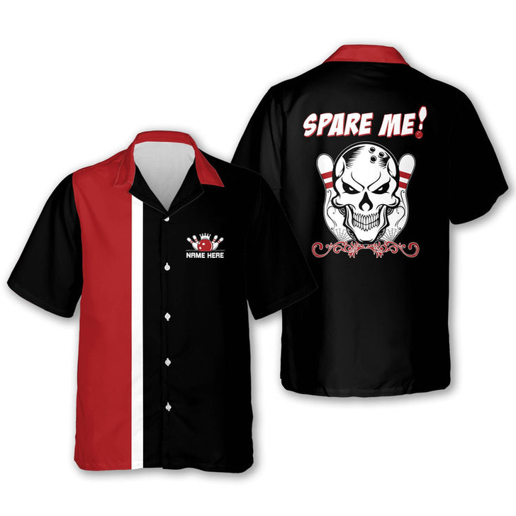 Custom with Name Spare Me Bowling Hawaiian Shirt, Bowling shirt for men