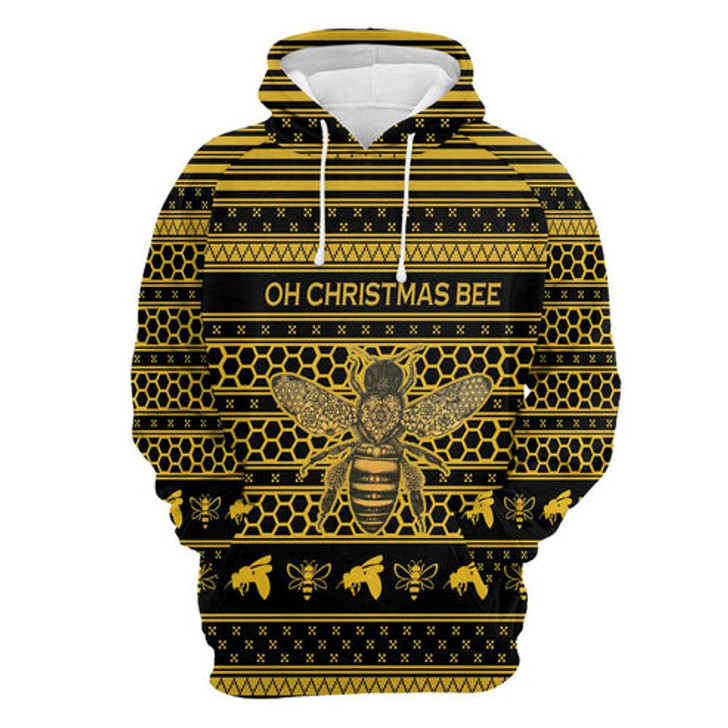 FUNSTUFFPRINT 3D Christmas Bee All Over 3D Hoodie and Zip Hoodie