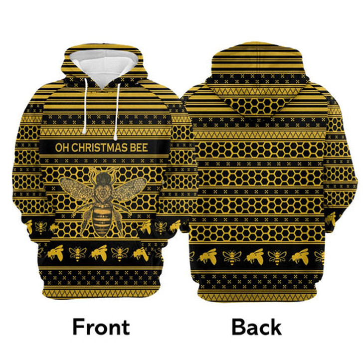 FUNSTUFFPRINT 3D Christmas Bee All Over 3D Hoodie and Zip Hoodie