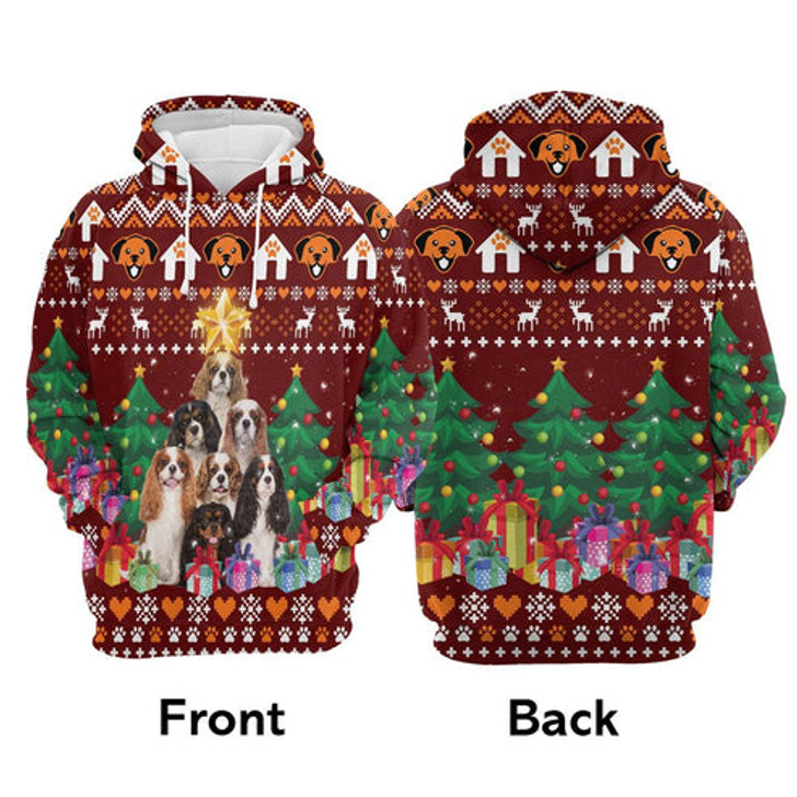 FUNSTUFFPRINT 3D Chihuahua Merry Christmas All Over 3D Hoodie and Zip Hoodie