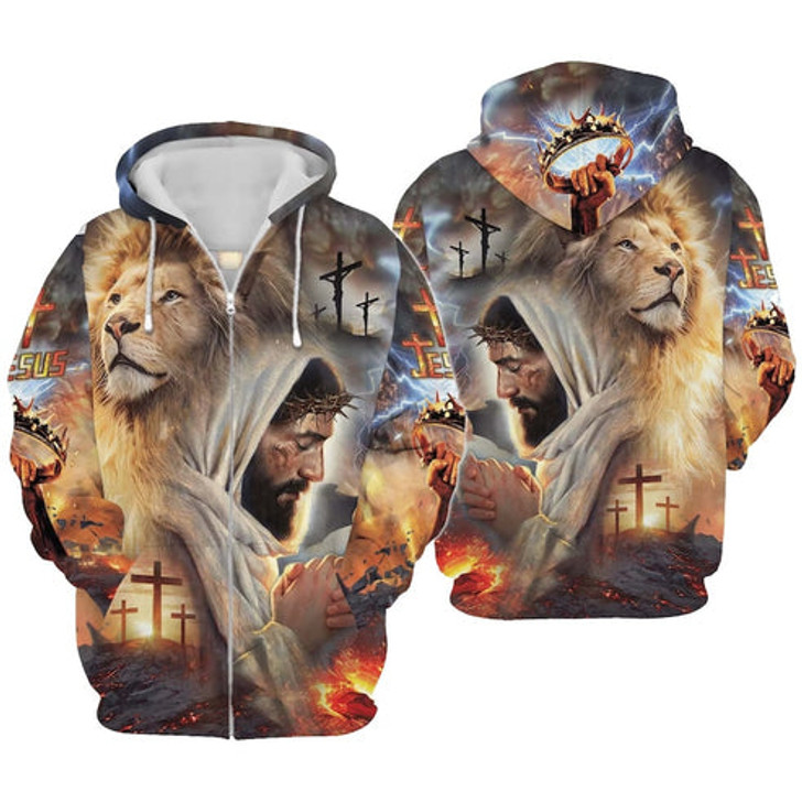 FUNSTUFFPRINT CUSTOM  3D Personalized Normal Isn’t Coming Back Jesus Is Revelation 14 Cross Lion 3D All Over Printed Jesus 3D Hoodie and Zip Hoodie
