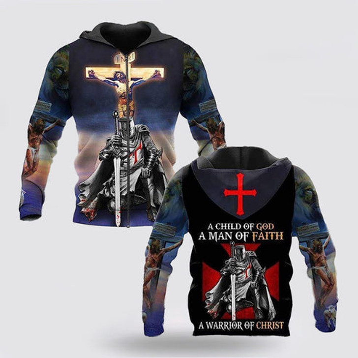 FUNSTUFFPRINT 3D Jesus Knight Templar Child Of God 3D Hoodie and Zip Hoodie