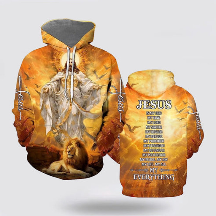 FUNSTUFFPRINT 3D Jesus Is My God My King My Lord Lion 3D Hoodie and Zip Hoodie