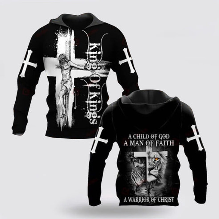 FUNSTUFFPRINT 3D A Warrior Of Jesus Christ A Child Of God A Man Of Faith 3D Hoodie and Zip Hoodie