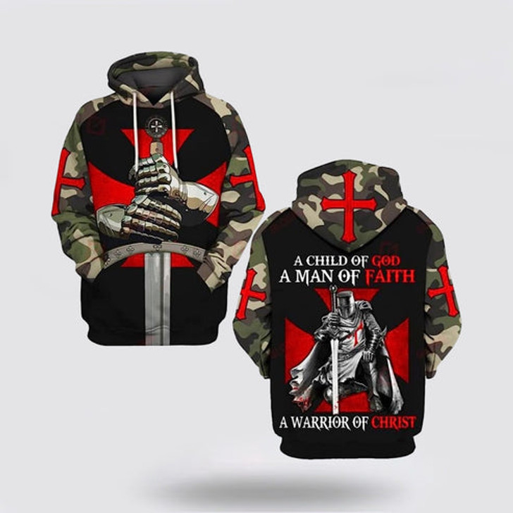FUNSTUFFPRINT 3D A Man Of Faith A Warrior Of Christ Knight Templar Jesus Christian 3D Hoodie and Zip Hoodie