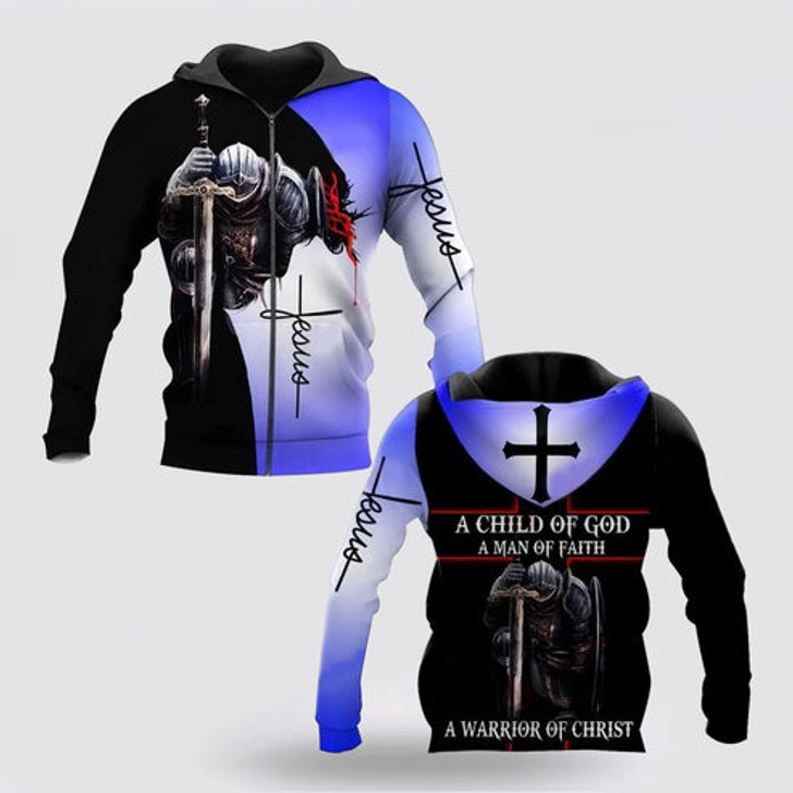FUNSTUFFPRINT 3D A Child Of God Woman Faith Warrior Christ Jesus 3D Hoodie and Zip Hoodie