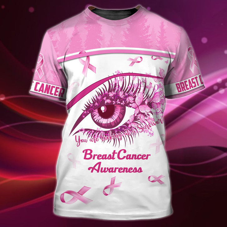 FUNSTUFFPRINT Eye Pink Breast Cancer Awareness 3D Full Print Shirt, Perfect Shirt for Breast Cancer3D T-shirt