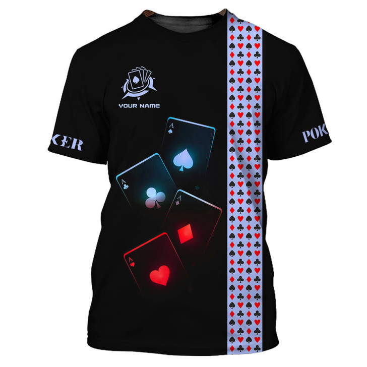 FUNSTUFFPRINT Unisex Shirt, Custom Name Poker T-Shirt, Poker Polo, Casino Poker 3D T-shirt